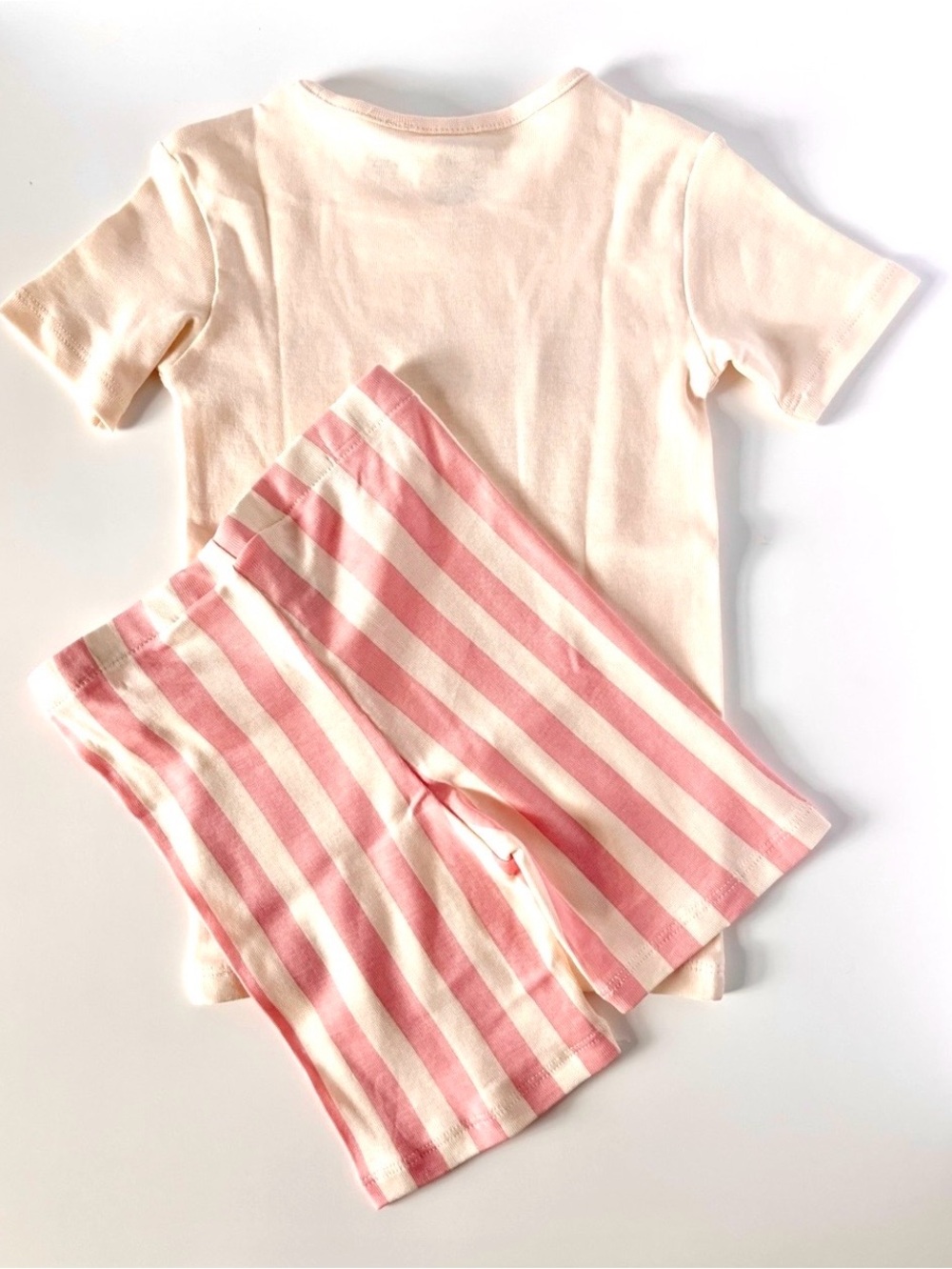 NWOT H&M Bingo Fluffy Cream Tee + Pink Stripe Shorts Set | 5Y - Picture 7 of 10